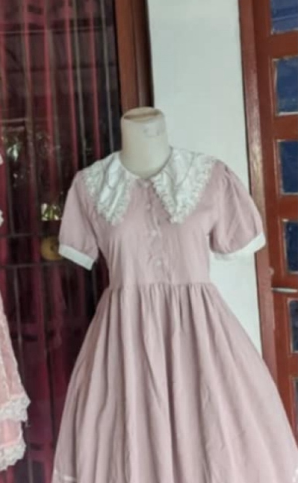 Dress lengan pendek kerah imut